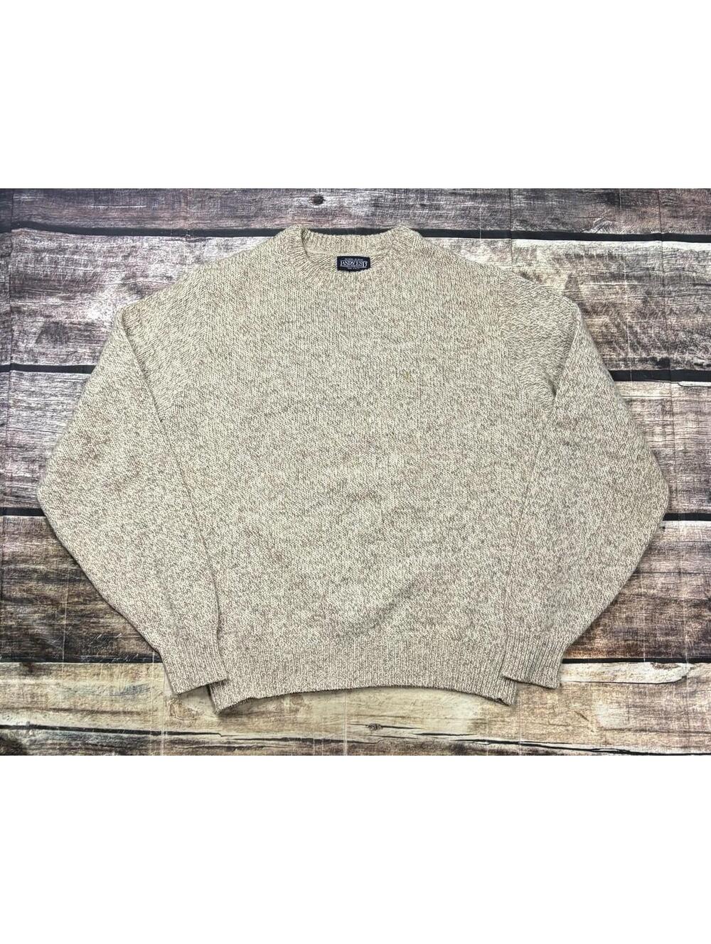 VTG Lands End Sweater Mens XL Wool Chunky Knit Made in USA Crew Neck